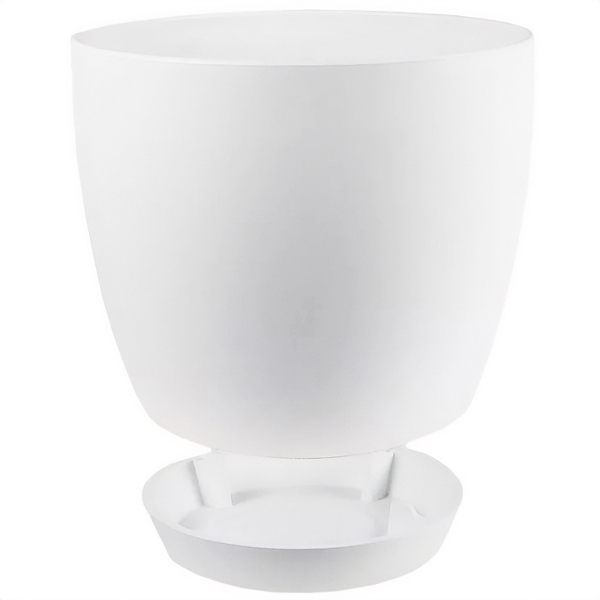 Кашпо 1,55л белый с под. (пласт+слюда) 101/15-1 /12шт/Mehrni