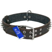 Ошейник кожа 45мм с украшением и шипами на ферте 65-70см/41141