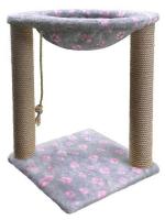 Когтеточка зверье мое столбик №3 с гамаком, джут розовая пантера