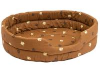 Лежанка овальная стеганая поролоновая хлопок коричневая 64*51*17см/9143кор