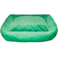 Лежанка прямоугольная мех однотон с подушкой холофайбер Сочный Зеленый 65*50*18см/DONBARON