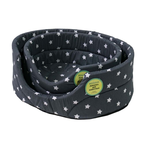 Лежанка овальная стеганая поролоновая хлопок Звездное Небо 52*46*20см/DONBARON