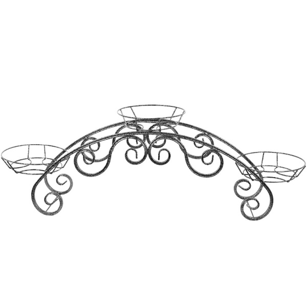 Подставка РЗДИ Дуга ажурная 3 горшка серебро