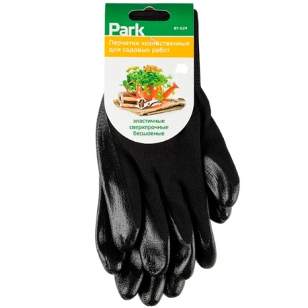 Перчатки хозяйственные с нитрил. покрытием ВТ-029 размер 9 (L) черные 183961 /шт/PARK